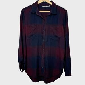 Athleta Shirtdress S Wild Raisin Plaid Flannel Tunic Soft Trail Town Athleisure